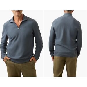 Faherty Mens XXL Textured 1/4 Zip Knit Pullover Breaker Blue